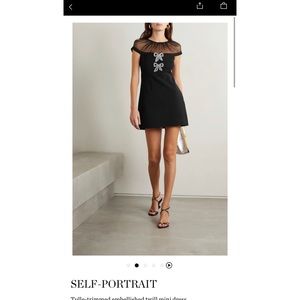 Self Portrait Bonded Crepe Bow Mini Dress